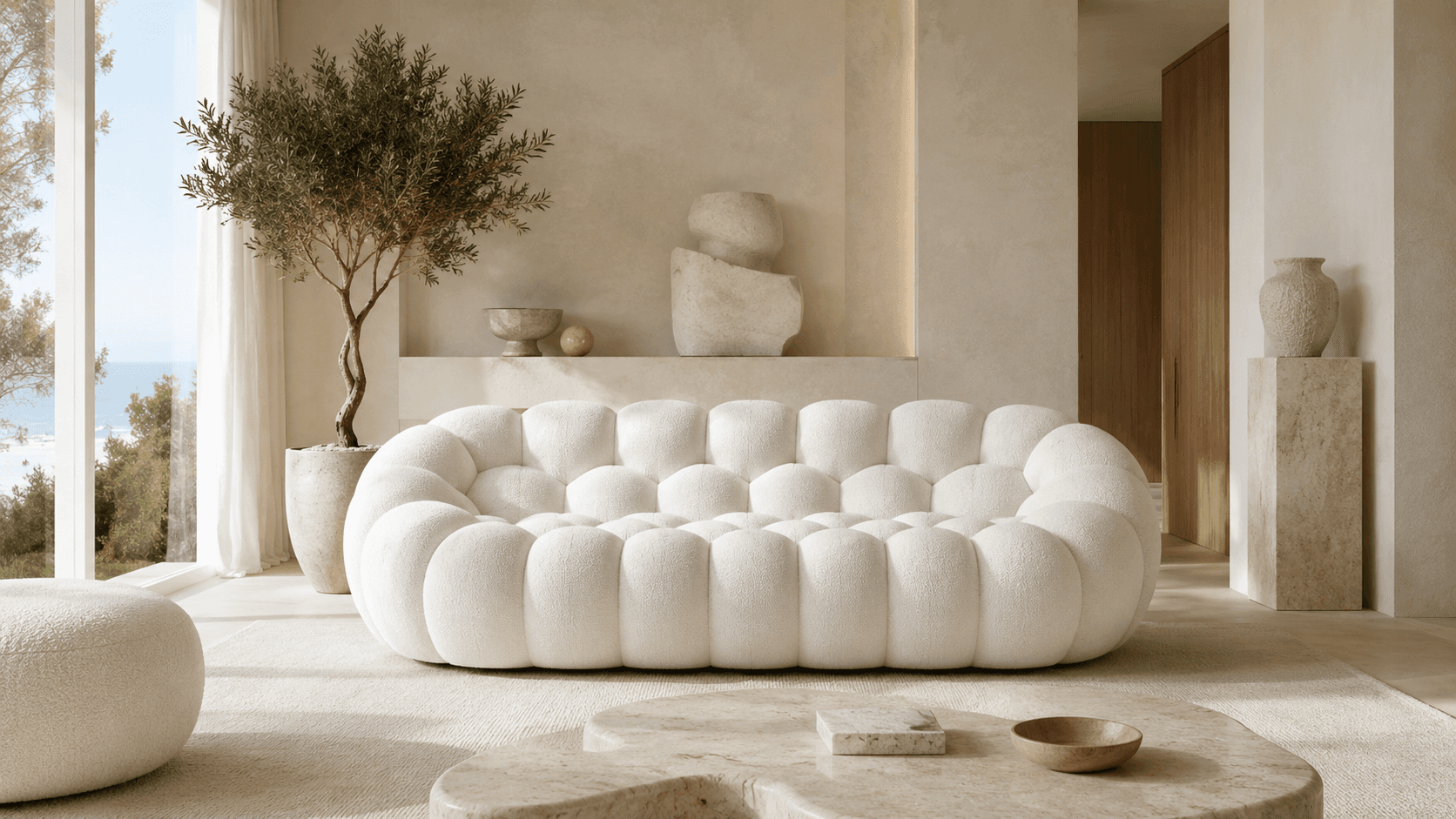 White Bubble Sofa in a sunlit contemporary villa interior