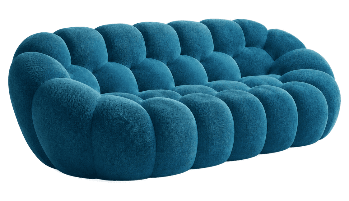 Transparent cutout of the petrol blue Bubble Sofa